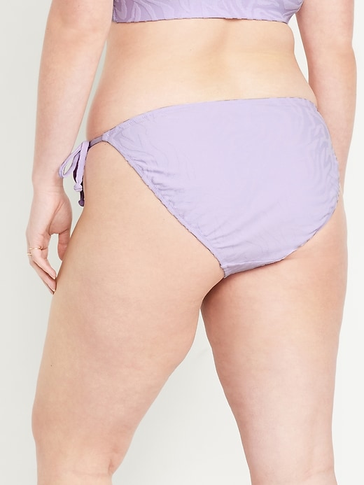 Image number 6 showing, Mid-Rise Textured String Bikini Swim Bottoms