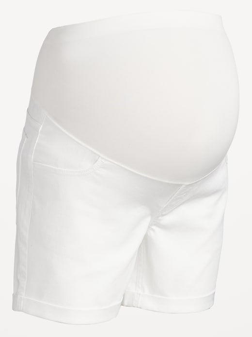 Image number 1 showing, Maternity Full-Panel OG Straight Jean Shorts -- 9-inch inseam