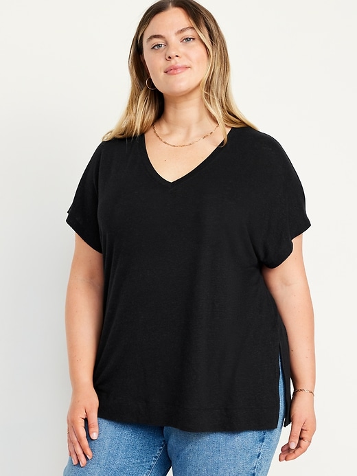Image number 7 showing, Oversized Linen-Blend Tunic T-Shirt