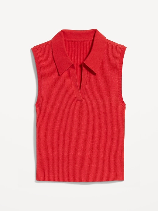 Image number 4 showing, Rib-Knit Crop Polo Sweater