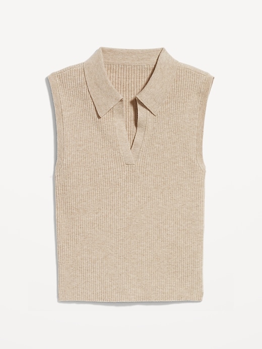 Image number 4 showing, Rib-Knit Crop Polo Sweater