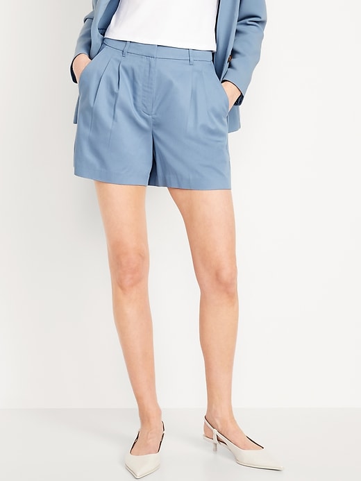 Image number 1 showing, Extra High-Waisted Taylor Trouser Shorts -- 5-inch inseam