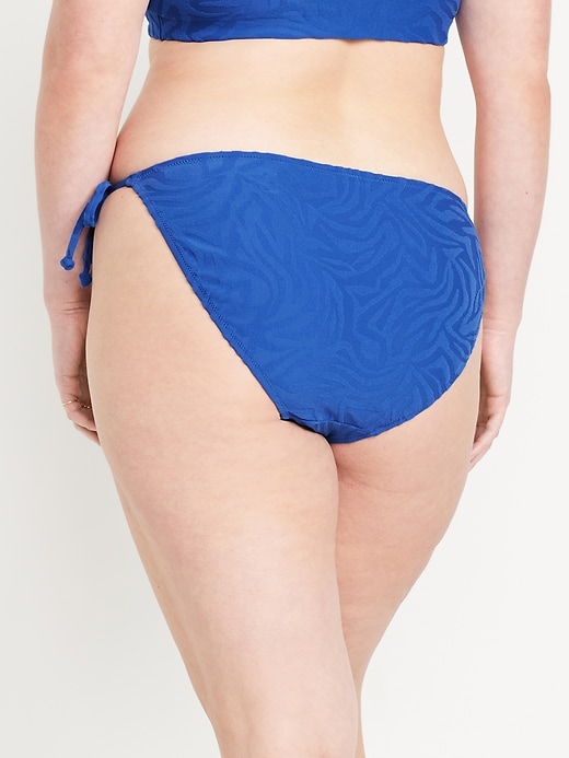 Image number 5 showing, Mid-Rise Textured String Bikini Swim Bottoms