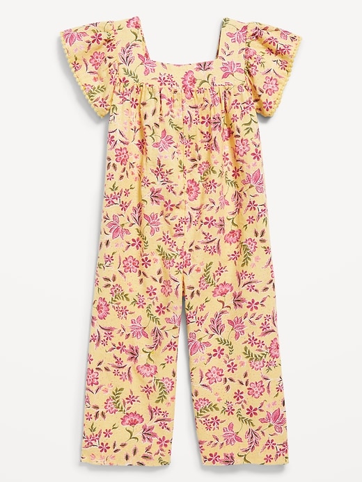 View large product image 1 of 2. Printed Linen-Blend Wide-Leg Jumpsuit for Toddler Girls