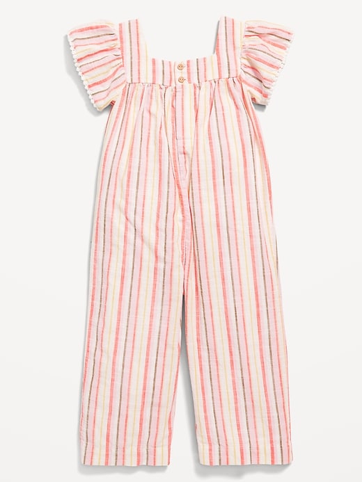 View large product image 2 of 2. Flutter-Sleeve Cropped Wide-Leg Jumpsuit for Toddler Girls