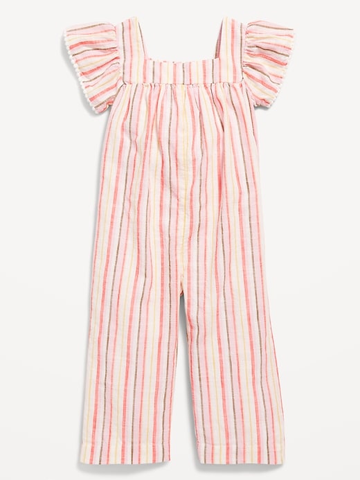 View large product image 1 of 2. Flutter-Sleeve Cropped Wide-Leg Jumpsuit for Toddler Girls