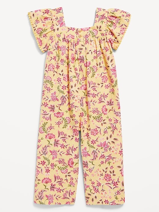 View large product image 2 of 2. Printed Linen-Blend Wide-Leg Jumpsuit for Toddler Girls