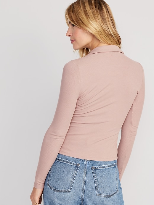 Image number 2 showing, Fitted Long-Sleeve Button-Front Top
