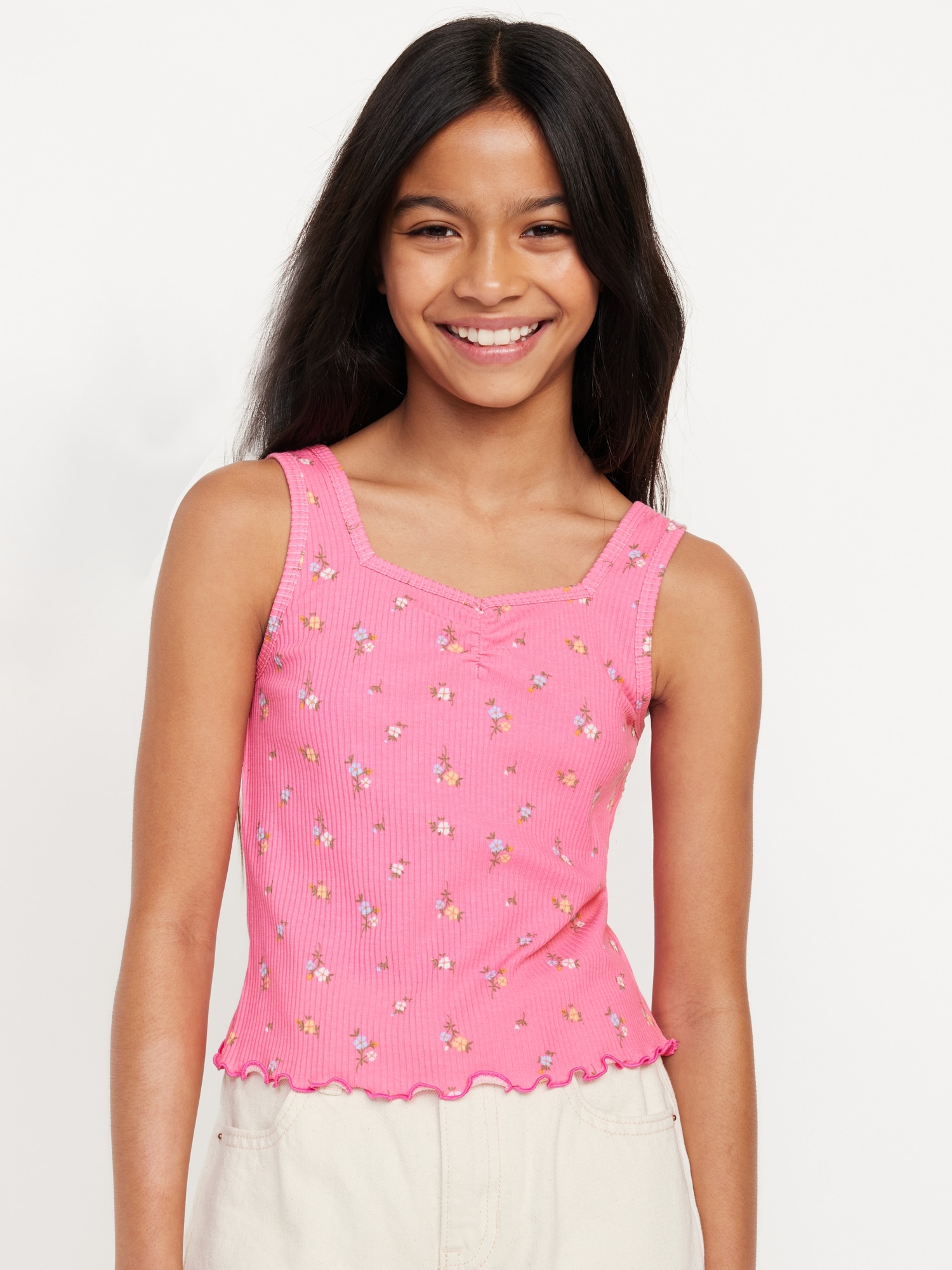 Fitted Sweetheart-Neck Tank Top for Girls