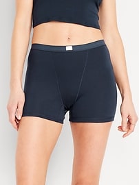 Image number 1 showing, High-Waisted Ribbed Boyshort Briefs -- 3-inch inseam