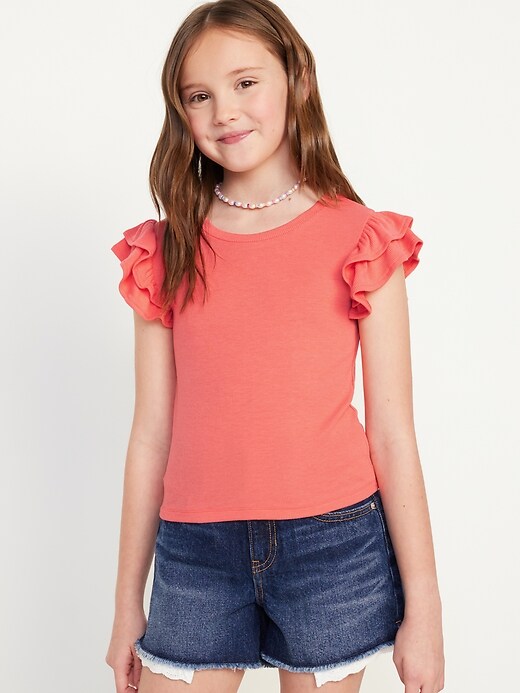 View large product image 1 of 4. Double-Ruffle Short-Sleeve Top for Girls