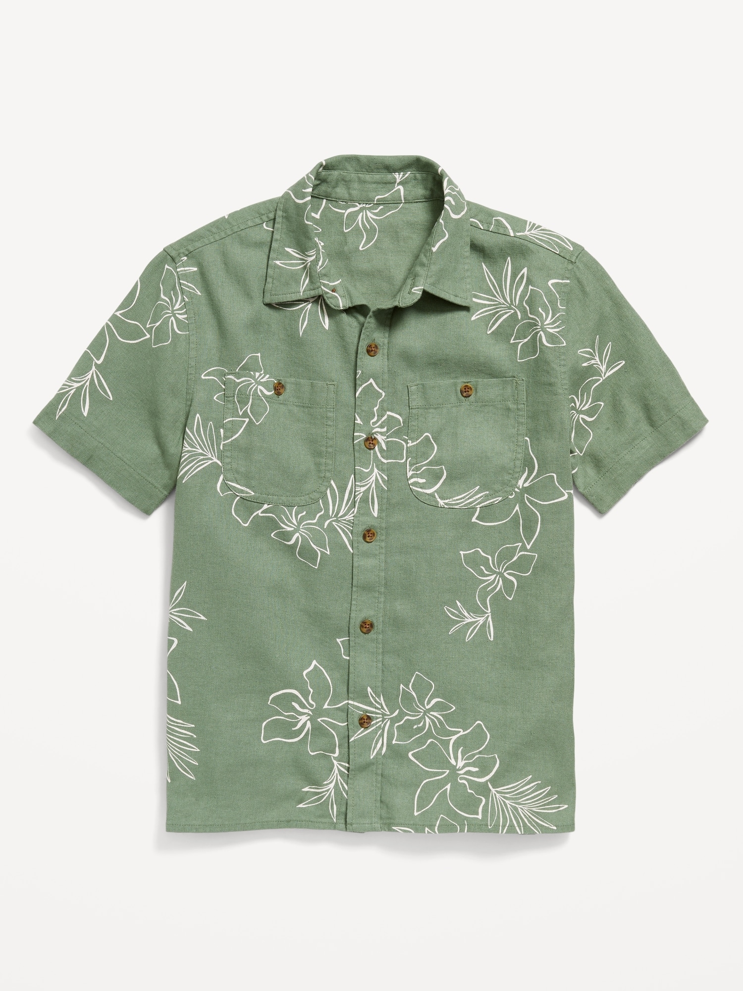 Short-Sleeve Linen-Blend Utility Pocket Shirt for Boys