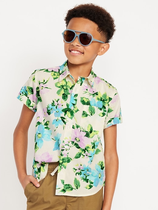View large product image 1 of 4. Short-Sleeve Printed Poplin Shirt for Boys