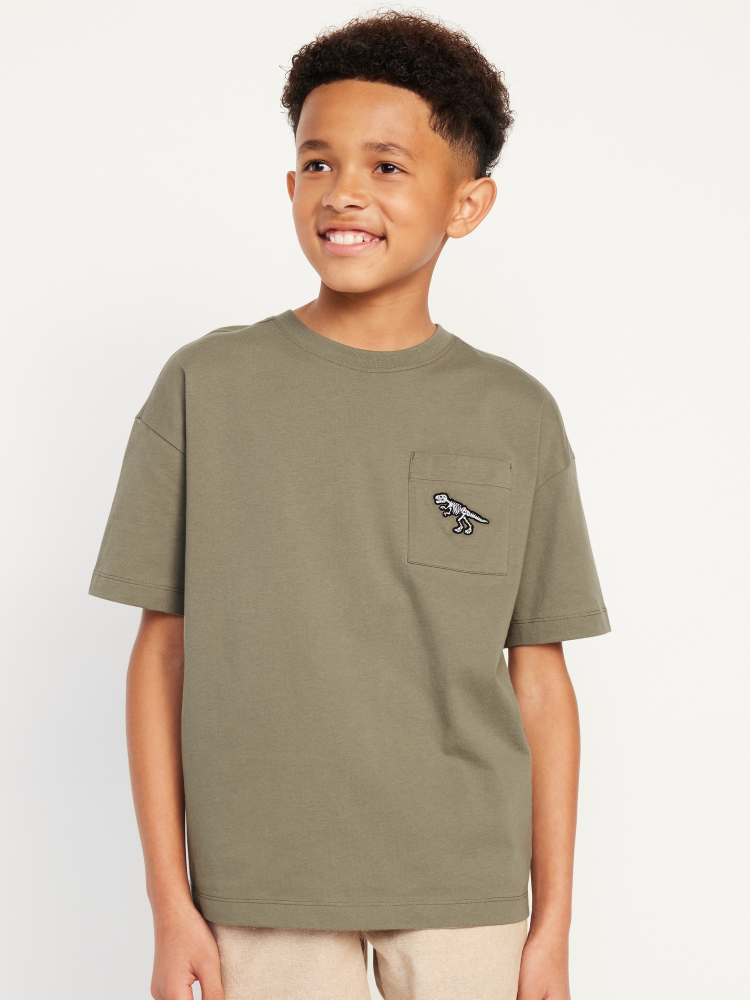 Oversized Short-Sleeve Graphic Pocket T-Shirt for Boys