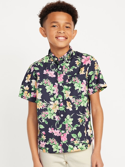 View large product image 1 of 4. Short-Sleeve Printed Poplin Shirt for Boys