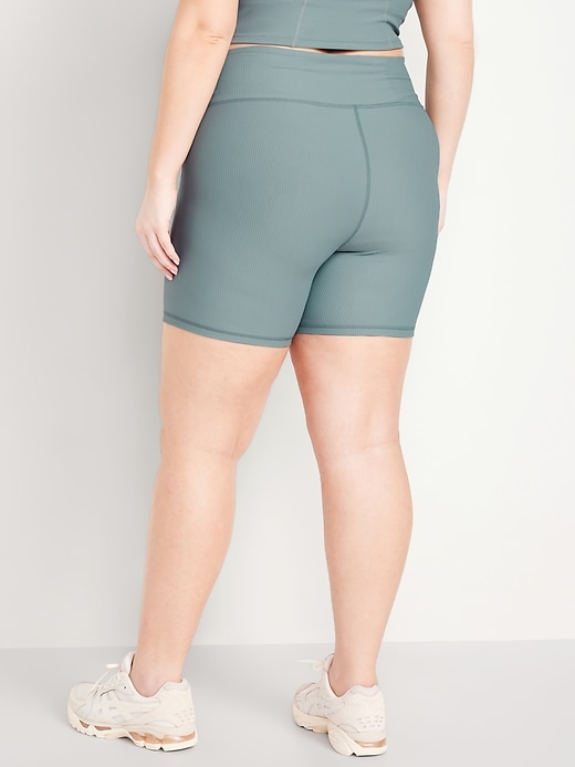 Image number 8 showing, High-Waisted PowerSoft Ribbed Biker Shorts -- 6-inch inseam