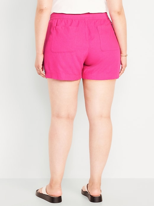 Image number 7 showing, High-Waisted Linen-Blend Pull-On Shorts -- 3.5-inch inseam
