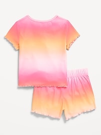 View large product image 3 of 3. Printed Rib-Knit Pajama Top and Shorts Set for Girls