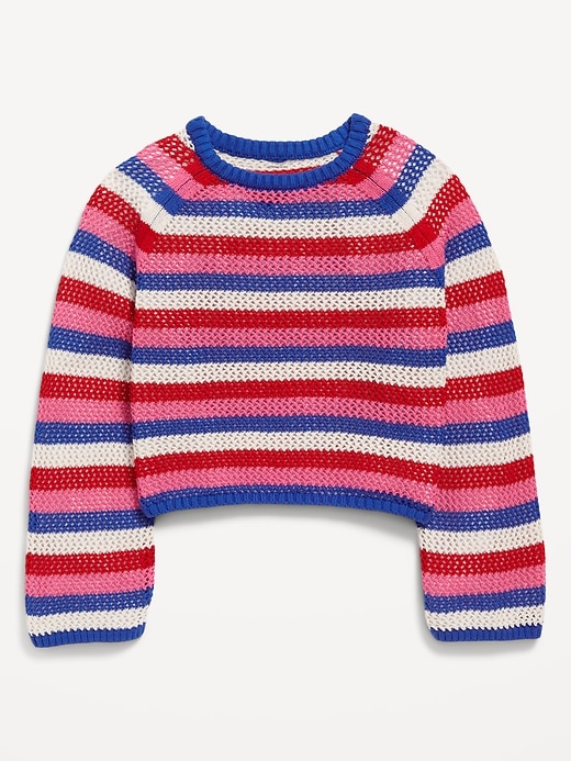View large product image 2 of 3. Striped Crochet-Knit Sweater for Girls