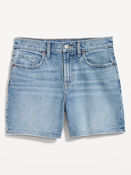 Image number 4 showing, High-Waisted Baggy Jean Shorts -- 5-inch inseam