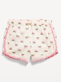 View large product image 4 of 5. Double-Weave Embroidered-Trim Shorts for Girls