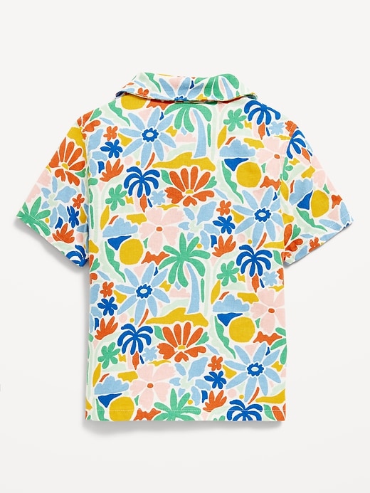 View large product image 2 of 2. Short-Sleeve Linen-Blend Camp Shirt for Toddler Boys