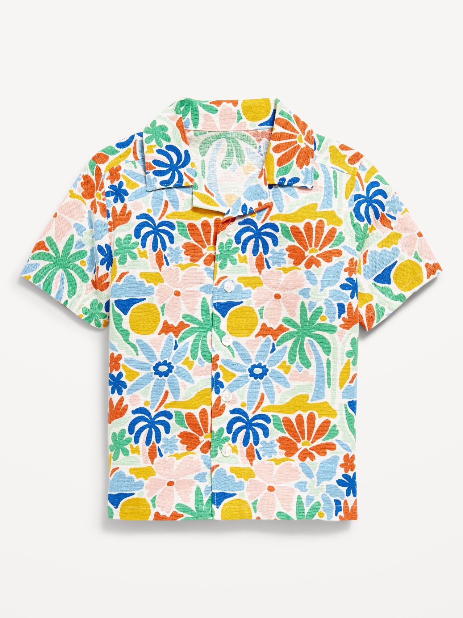 Short-Sleeve Linen-Blend Camp Shirt for Toddler Boys Hot Deal