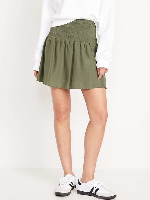Image number 1 showing, Smocked-Waist Mini Skirt