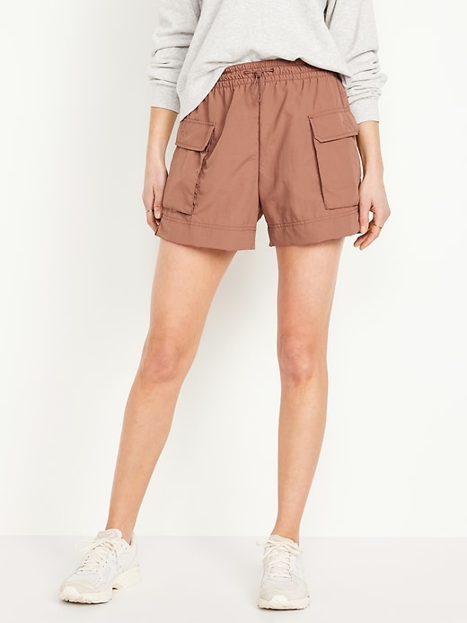 Image number 1 showing, High-Waisted Cargo Utility Shorts -- 5-inch inseam