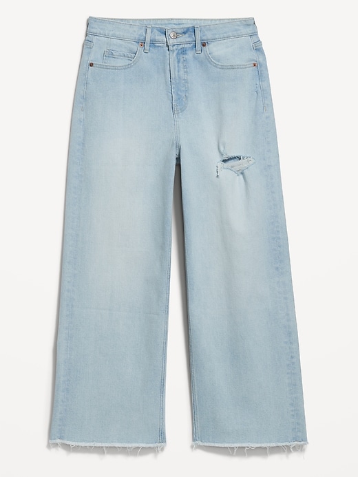 Image number 4 showing, Extra High-Waisted Wide-Leg Crop Jeans