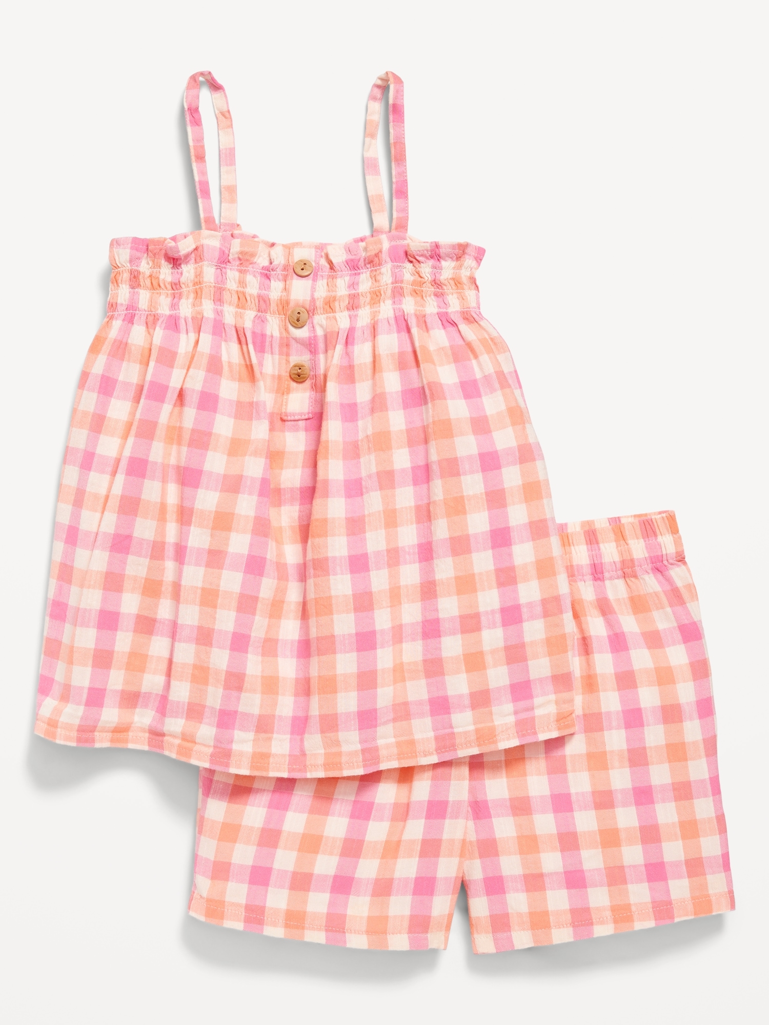 Button-Front Cami Top and Shorts Set for Toddler Girls
