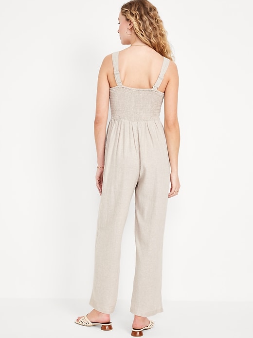 Image number 2 showing, Fit & Flare Linen-Blend Jumpsuit
