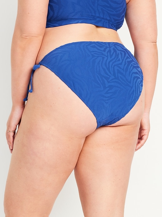 Image number 7 showing, Mid-Rise Textured String Bikini Swim Bottoms