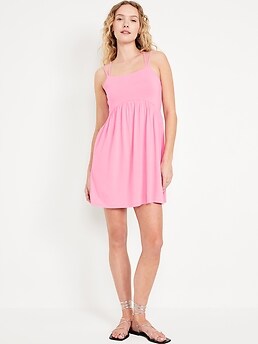 Narrow Strap Fit & Flare Mini Dress グレー cn52592616.png