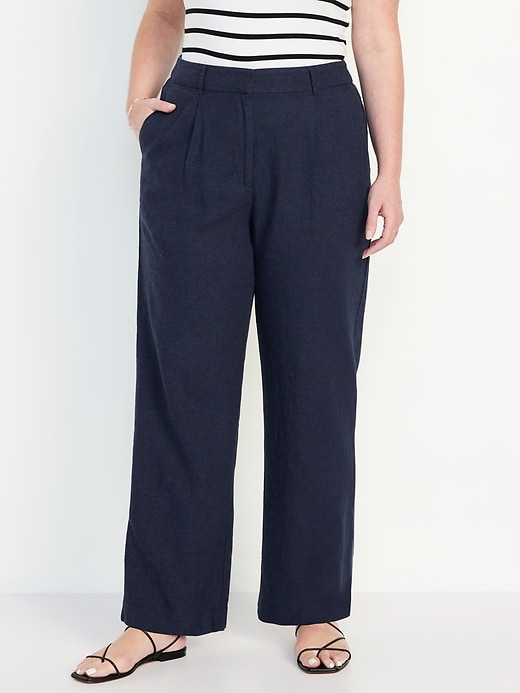 Image number 5 showing, Extra High-Waisted Linen-Blend Wide-Leg Taylor Pants