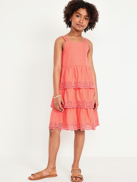 View large product image 1 of 5. Sleeveless Tiered Eyelet Dress for Girls