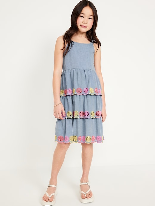 View large product image 1 of 5. Sleeveless Tiered Eyelet Dress for Girls