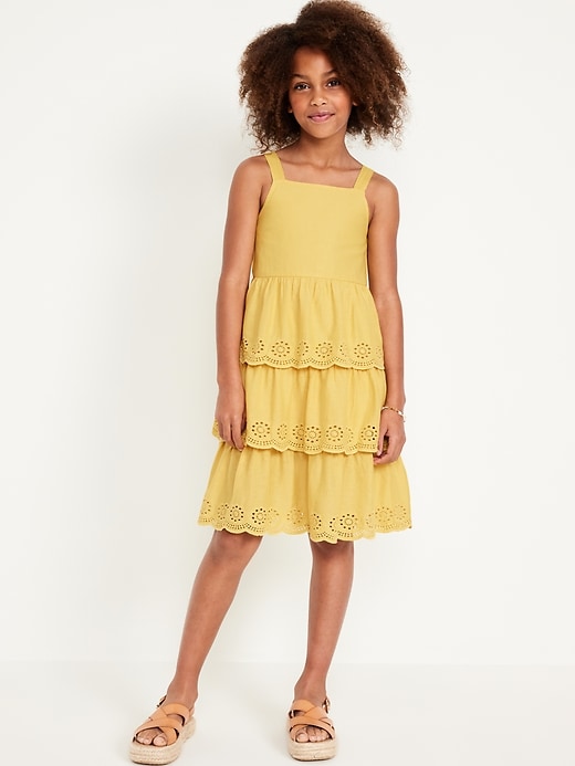 View large product image 1 of 4. Sleeveless Tiered Eyelet Dress for Girls