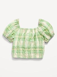 View large product image 3 of 3. Puff-Sleeve Smocked Top for Girls