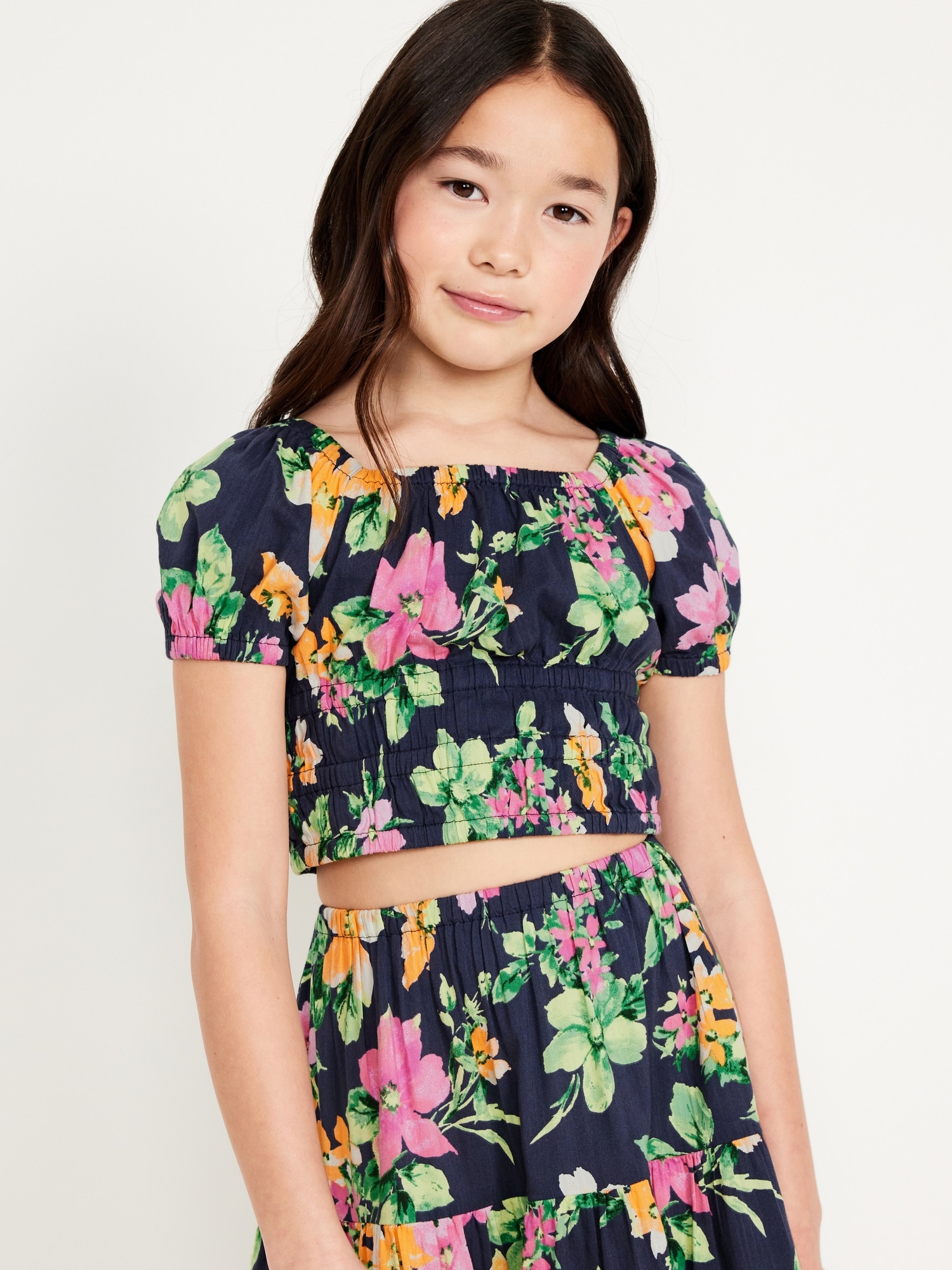 Printed Puff-leeve Top for Girls