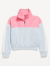 View large product image 3 of 4. Long-Sleeve Quarter Zip Sweatshirt for Girls