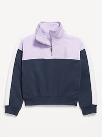 View large product image 3 of 4. Long-Sleeve Quarter Zip Sweatshirt for Girls