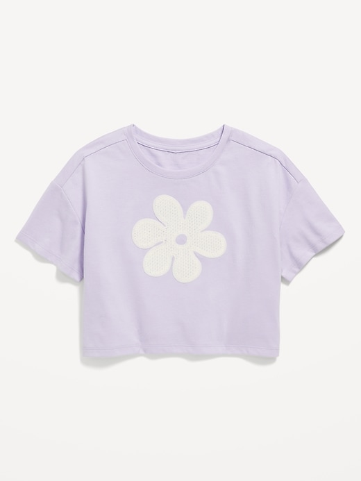 View large product image 1 of 2. Oversized Embroidered Graphic T-Shirt for Girls
