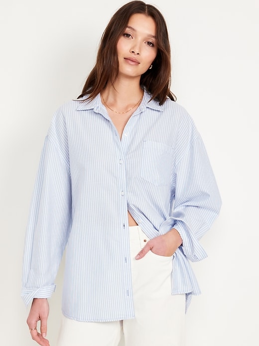 Oversized Button-Down Boyfriend Shirt | Old Navy