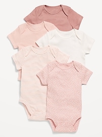 Image number 1 showing, Unisex Short-Sleeve Bodysuit 5-Pack for Baby
