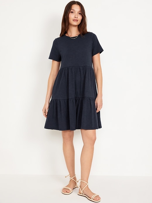 Image number 1 showing, Tiered Mini Swing Dress