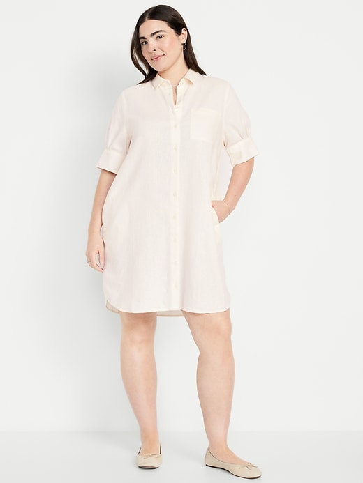 Image number 4 showing, Linen-Blend Shirt Dress