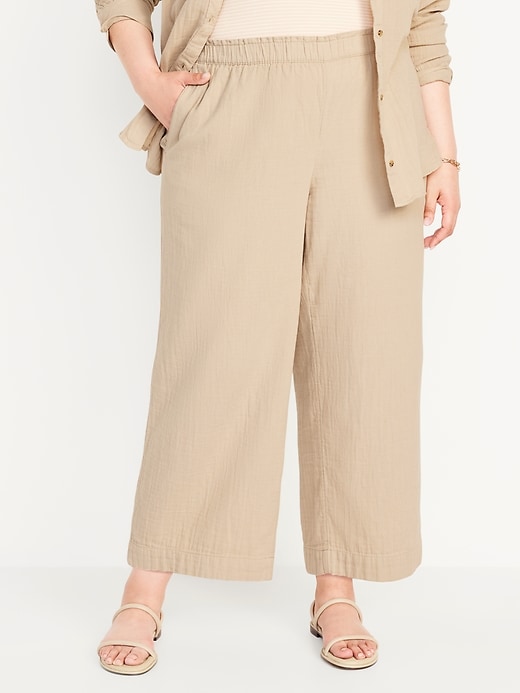 Image number 7 showing, High-Waisted Crinkle Gauze Pull-On Ankle Pants