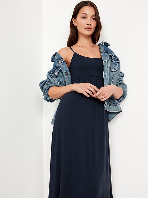 green emerald velvet dress Fit & Flare Tie-Front Cami Midi Dress for Women main image 0