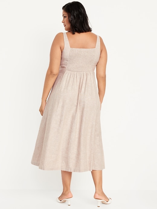 Image number 7 showing, Fit & Flare Linen-Blend Midi Dress